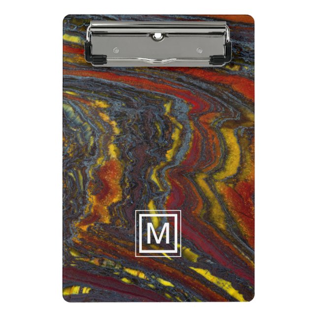 Monogramm| Tiger-Eisen in Rot, Gelb, Blau Mini Klemmbrett (Vorderseite)