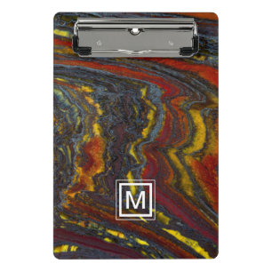 Monogramm Tiger Iron in Rot, Gelb, Blau Mini Klemmbrett