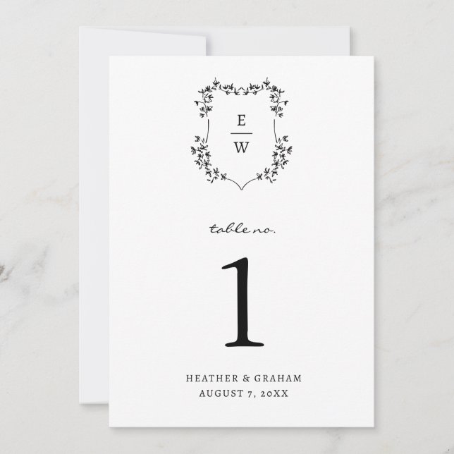 Monogramm-Tischnummer Einladung (Vorderseite)