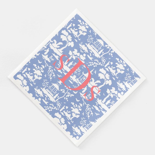 Monogramm Toile Servietten (Ecke)