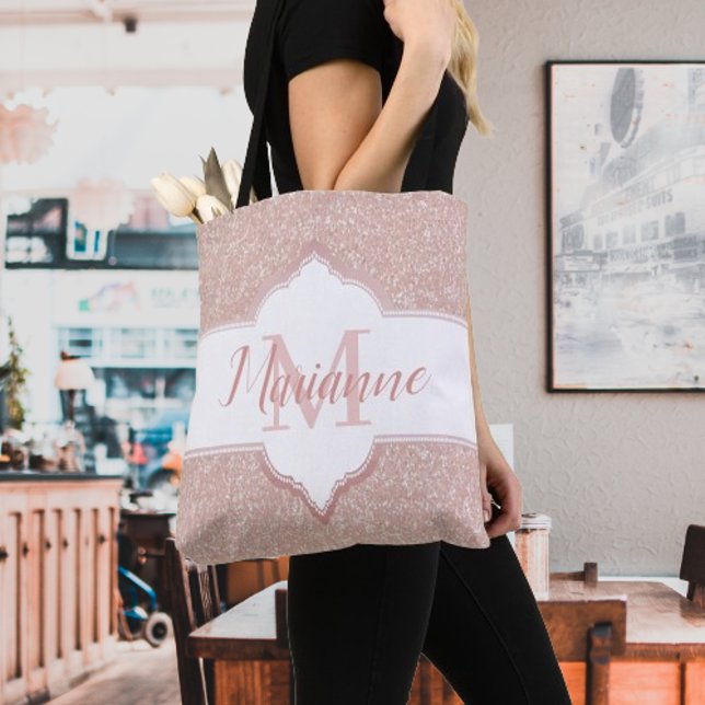 Monogramm Totbeutel für rosa Glitzer (Pink Glitter Monogram Tote Bag)
