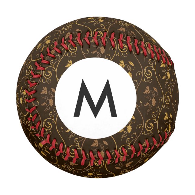 Monogramm-Trauben-Dekor Baseball (Vorderseite Links)