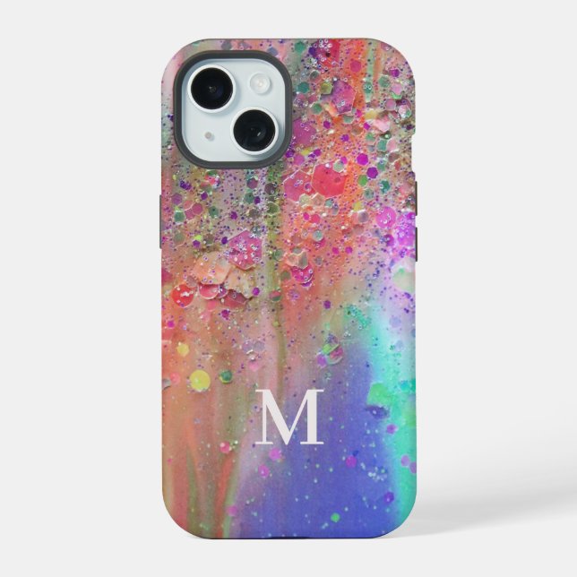 Monogramm Trendy Acryl Abstract iPhone 15 Hülle (Rückseite)