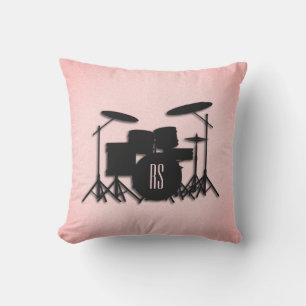 Monogramm Trommelset Musik Design Rosa  Kissen