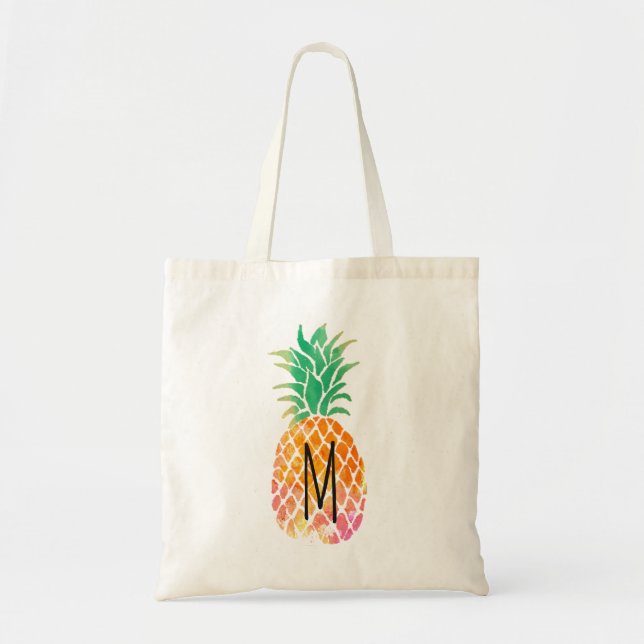 monogramm tropische Ananas Tragetasche (Vorne)