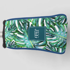 Monogramm-tropisches Grün kopieren Monstera Blatt Golf Headcover