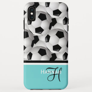 Monogramm-Türkis-Fußball-Muster Case-Mate iPhone Hülle