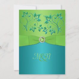 Monogramm-Türkis, Limones Wedding Blumeninvitate Einladung