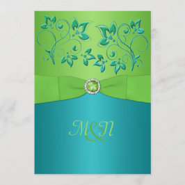 Monogramm-Türkis, Limones Wedding Blumeninvitate Einladung