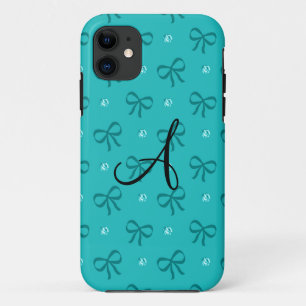 Monogramm türkisfarbene Diamanten und Bogen Case-Mate iPhone Hülle