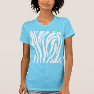 Monogramm Türkisfarbstrich Zebramuster T-Shirt