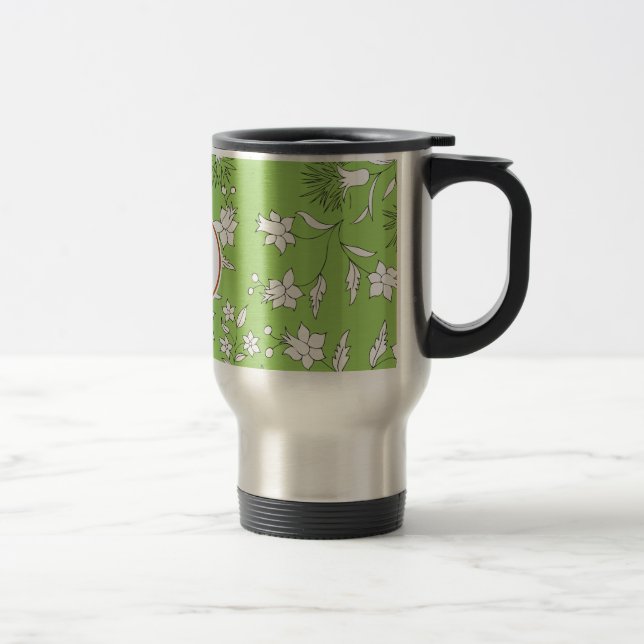 Monogramm u. Blumen Reisebecher (Rechts)