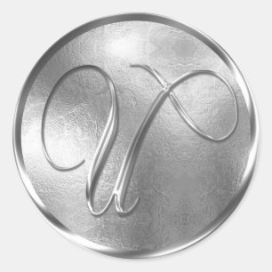 Monogramm U NONMETALLIC Silver Umschlag Aufkleber