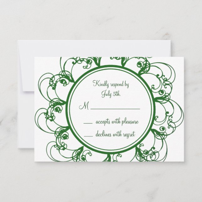 Monogramm-UAWG (grün) RSVP Karte (Vorderseite)