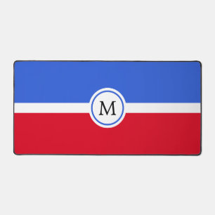 Monogramm über das verzauberte Sapphire Blau, Rot  Schreibtischunterlage