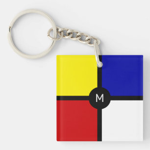 Monogramm über stilistische Mondrian Inspirierte K Schlüsselanhänger