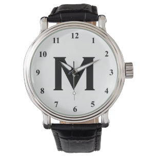 Monogramm-Uhren in Schwarzweiß   Anpassbar Armbanduhr
