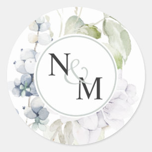 Monogramm-Umschlag Aufkleber für Chic, White und B