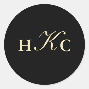 Monogramm-Umschlag Aufkleber Schwarz und Elfenbein