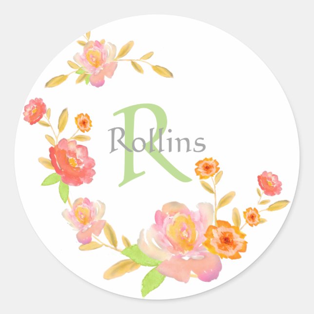 Monogramm-Umschlag Aufkleber und Aufkleber (Vorderseite)