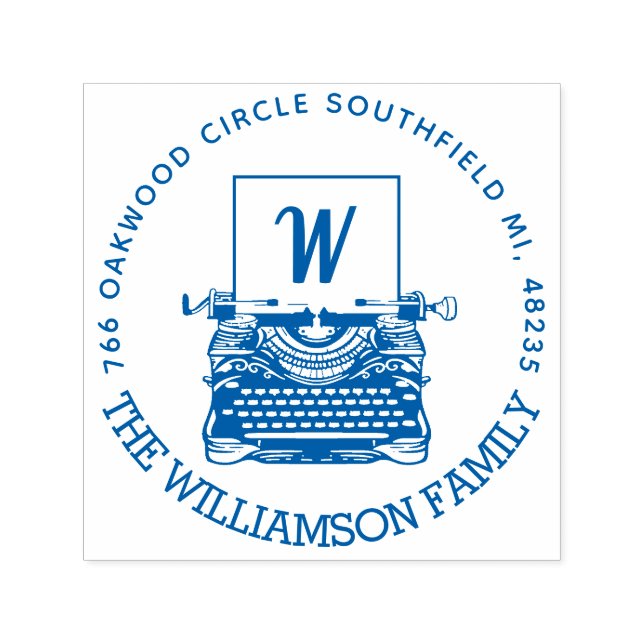 Monogramm und Adresse der Vintagen antiken Schreib Permastempel (Design)