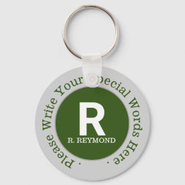 Monogramm und benutzerdefinierter Text auf einem s Schlüsselanhänger