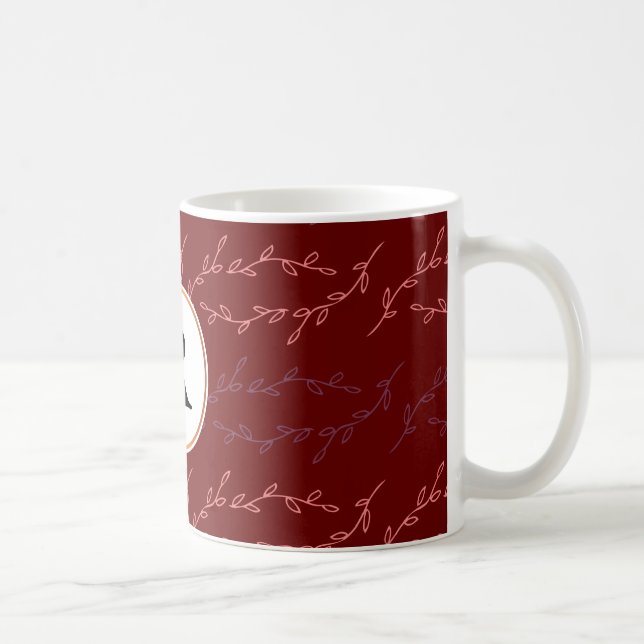 Monogramm und Blätter Kaffeetasse (Rechts)