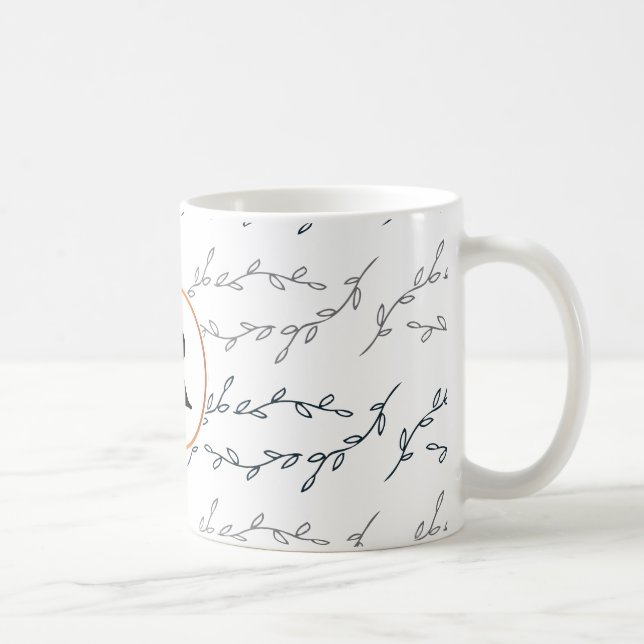 Monogramm und Blätter Kaffeetasse (Rechts)