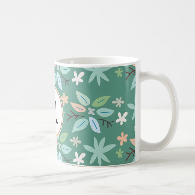 Monogramm und Blätter Kaffeetasse (Rechts)
