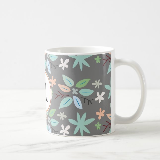 Monogramm und Blätter Tasse (Rechts)