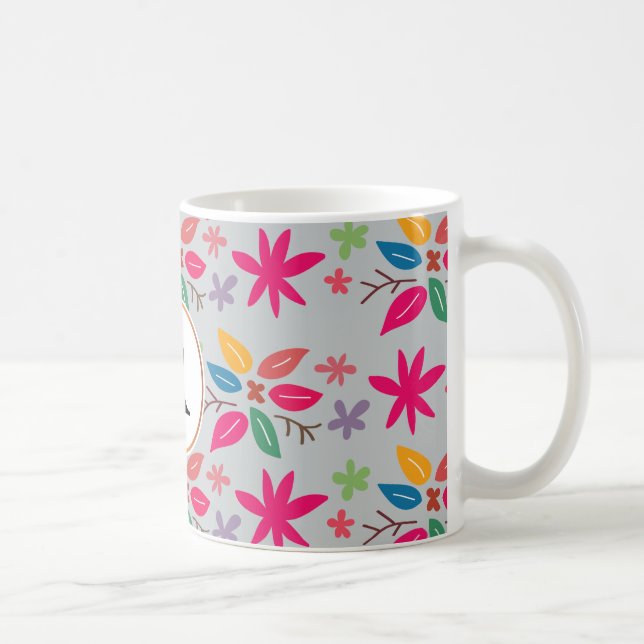 Monogramm und Blätter Tasse (Rechts)