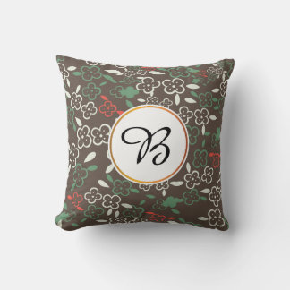 Monogramm und Blume gemustert Kissen