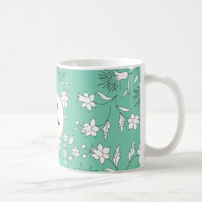 Monogramm und Blume Kaffeetasse (Rechts)