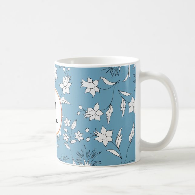 Monogramm und Blume Kaffeetasse (Rechts)