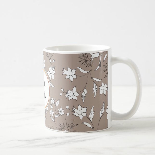 Monogramm und Blume Kaffeetasse (Rechts)
