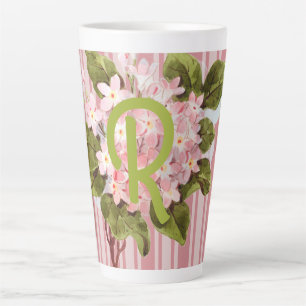 Monogramm und Blumen auf rosa Streifen Milchtasse