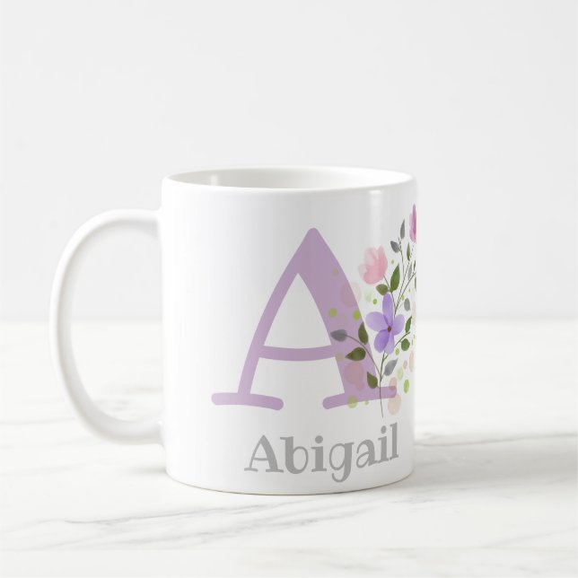 Monogramm und Christlicher Name Abigail Kaffee Tas Kaffeetasse (Links)