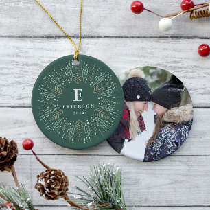 Monogramm und Foto für den botanischen Wreath Holi Keramikornament