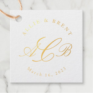 Monogramm und Gastgeschenk Hochzeit des Datums Geschenkanhänger