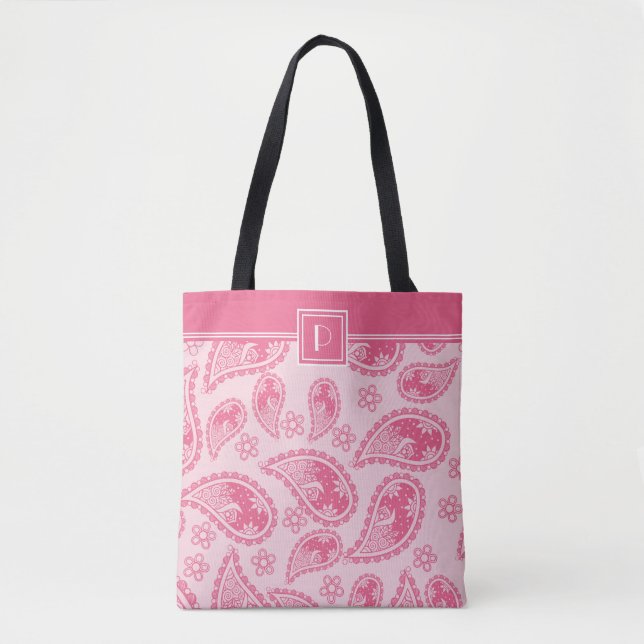 Monogramm und Ihr Name auf rosa Paisley-Muster (Vorderseite)