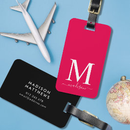 Monogramm und Kalligrafie mit bearbeitbarem Hinter Gepäckanhänger