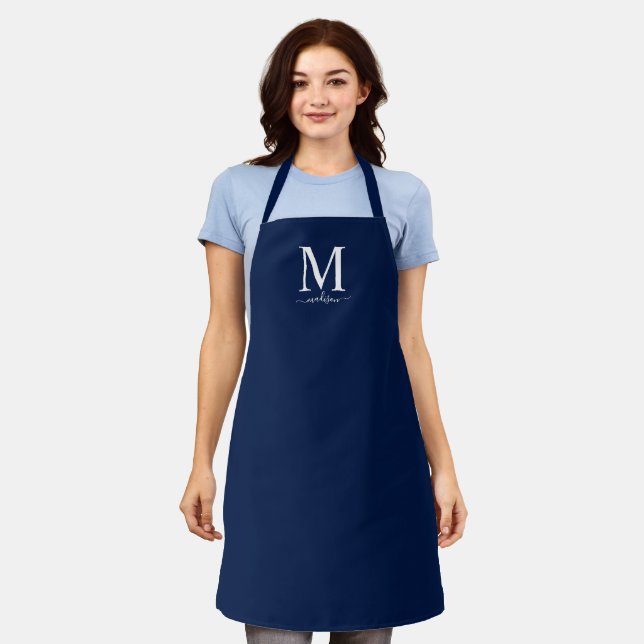 Monogramm und Kalligrafie mit editierbarer Farbe Schürze (Getragen)