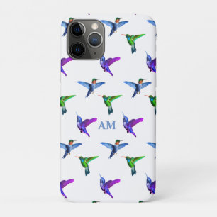 Monogramm und Kolibris auf Weiß Case-Mate iPhone Hülle