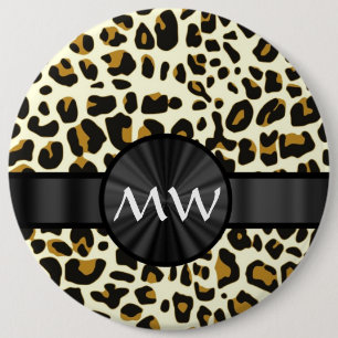Monogramm und Leoparddruck Button