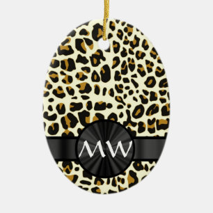 Monogramm- und Leoparddruck Keramik Ornament