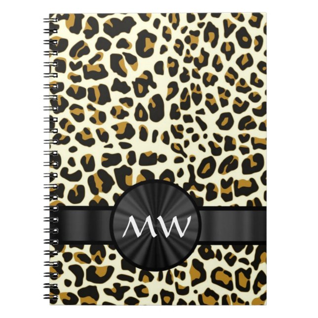 Monogramm und Leoparddruck Notizblock (Vorderseite)