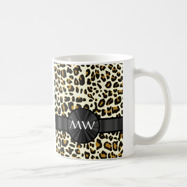 Monogramm und Leoparddruck Tasse (Rechts)