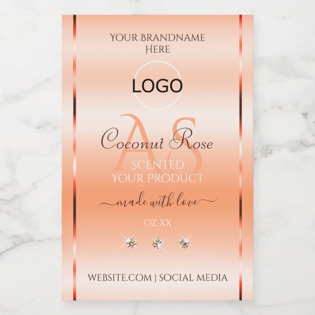 Monogramm und Logo der Rose Pasta Lachs Lebensmitteletikett (Einzelnes Label)