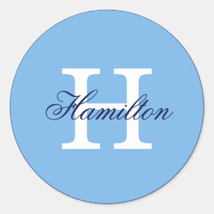 Monogramm und Nachname Runder Aufkleber