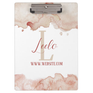 Monogramm und Name Affirmation Aquarellfarbe Pink Klemmbrett